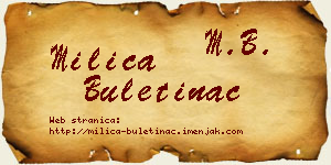 Milica Buletinac vizit kartica